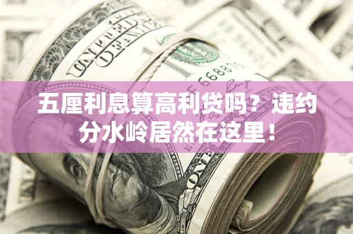 武汉五厘利息算高利贷吗？违约分水岭居然在这里！
